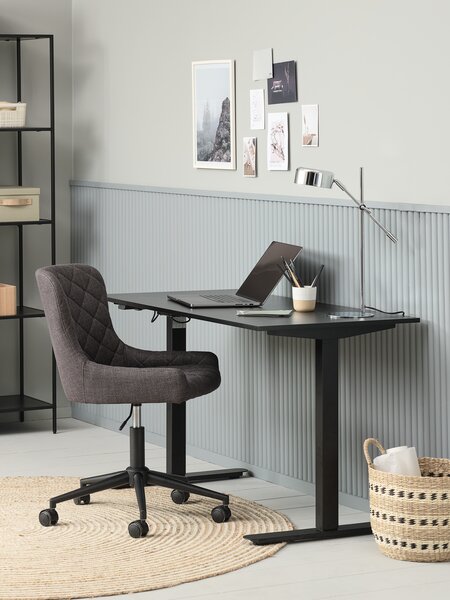 Desk chair PEBRINGE dark grey fabric/black