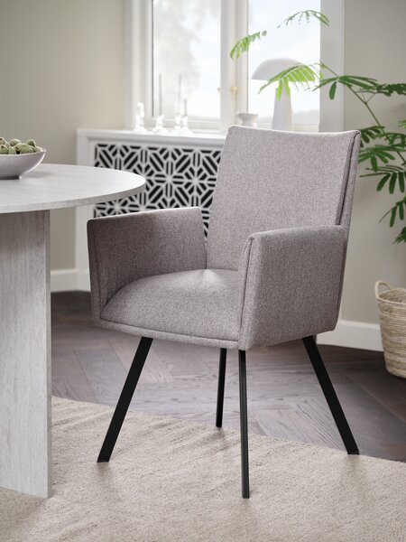 Dining chair GJESING beige fabric/black