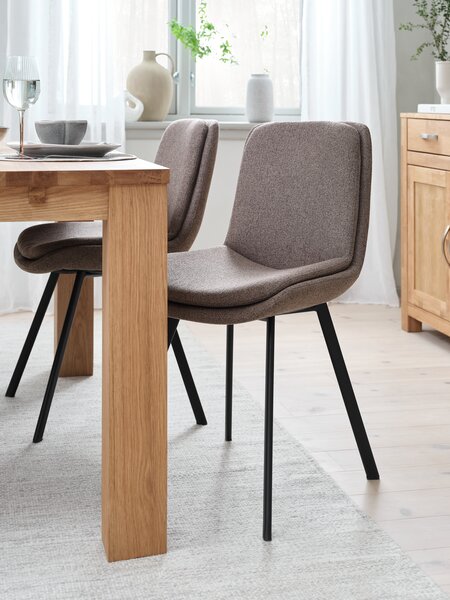 Dining chair MELBY light brown fabric/black