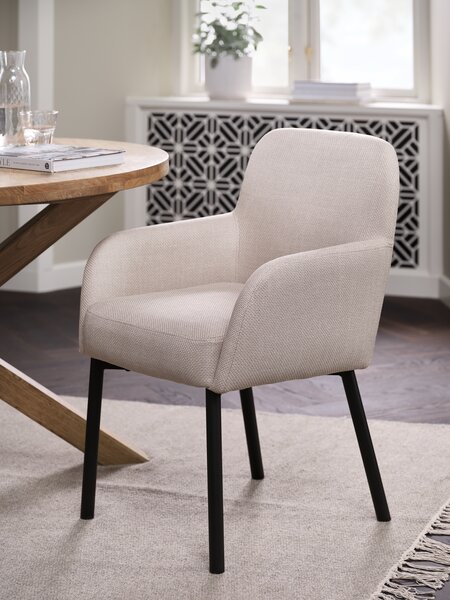 Dining chair SOTTRUP beige fabric/black