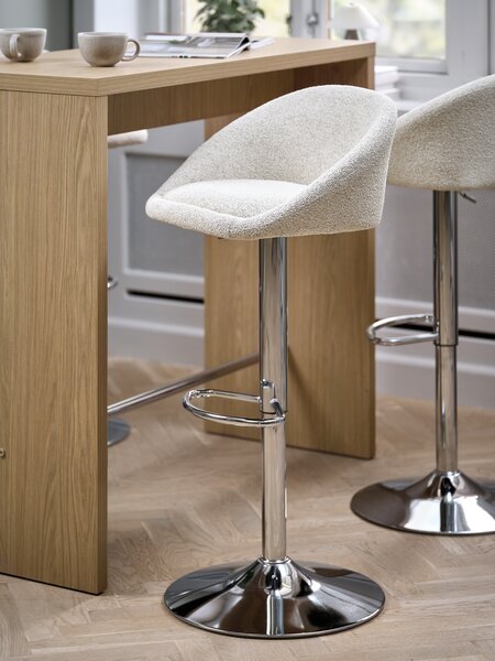 Bar stool TAULOV beige fabric/chrome