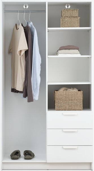 Wardrobe JENSLEV 96x176 2 doors 3 drawers white