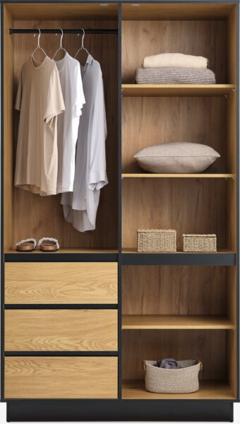 Wardrobe ODENSE 120x210 3 doors 3 draw. warm oak colour