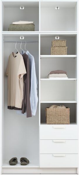 Wardrobe JENSLEV 96x176 2 doors 3 drawers white
