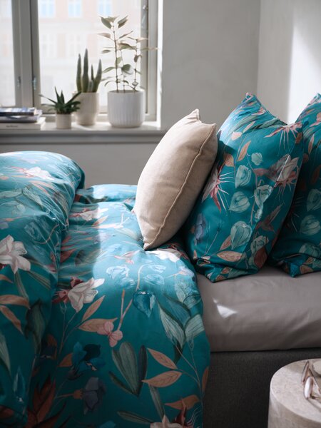 Lenjerie pat+cearșaf satin BERTHA 200x220 flori