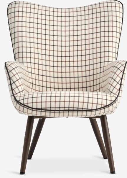 Armchair BIERSTED checkered beige/brown fabric