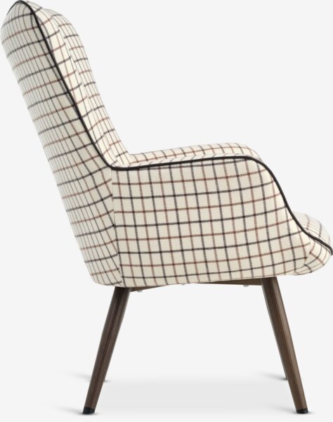 Armchair BIERSTED checkered beige/brown fabric
