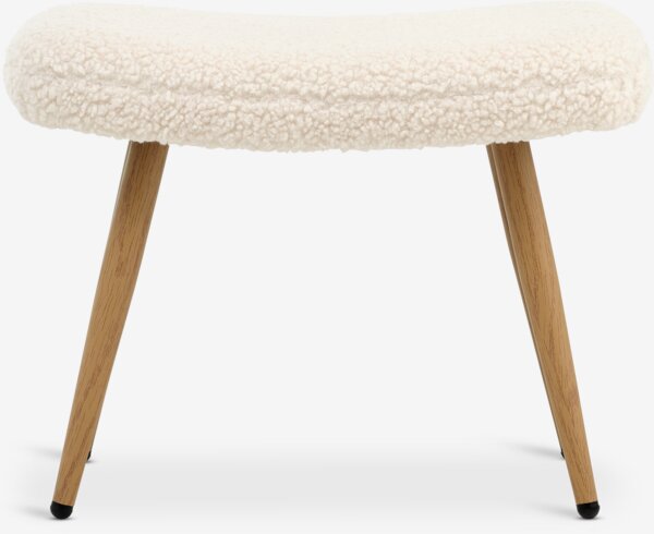 Footstool HUNDESTED off-white teddy/oak colour