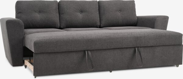 Sofa bed VEJLBY 3 seater dark grey fabric