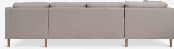 Hoekbank HELLERUP links beige stof/naturel eiken