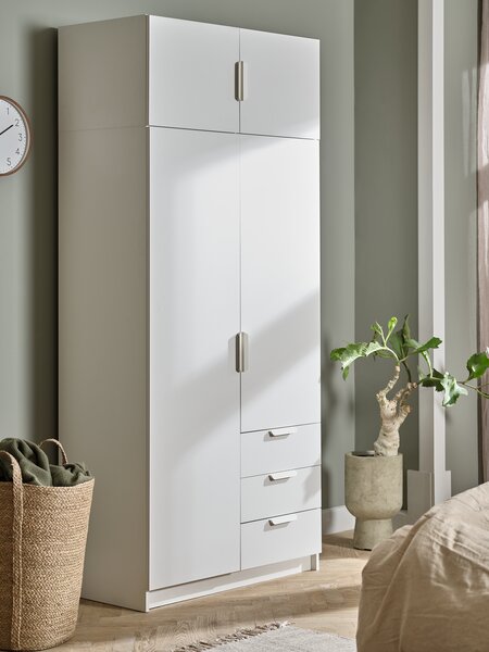 Wardrobe JENSLEV 96x176 2 doors 3 drawers white