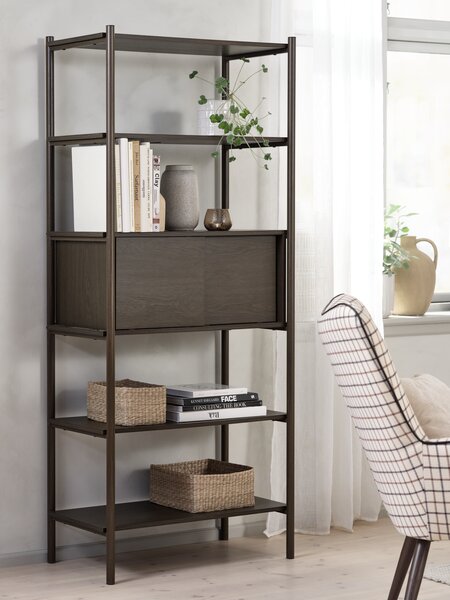 Scaffale LINDVED 6 ripiani 2 ante color rovere scuro