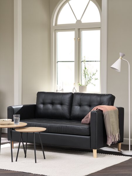 Sofa FALSLEV 2 seater black faux leather
