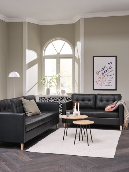 Sofa set FALSLEV 2 pieces black faux leather