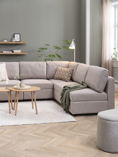 Sofa modułowa OKSBY 5-m. otwarty ze schow. tkanina piaskowy