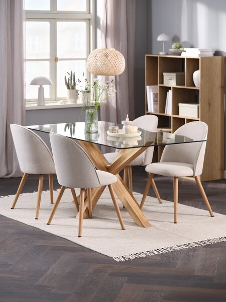AGERBY L160 table oak + 4 THORUP chairs beige/oak