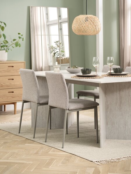 KRONDAL L180 table travertin + 4 BRANDE chaises beige