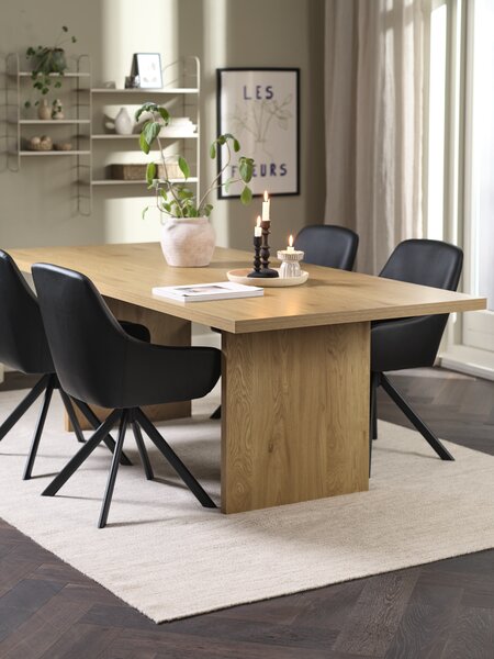 MUNKEBY L220 table warm oak + 4 ROSTRUP chairs black
