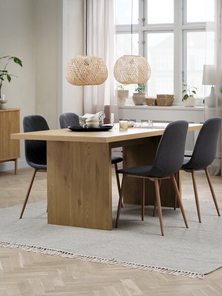 MUNKEBY L180 Tisch eiche + 4 JONSTRUP Stühle asphalt