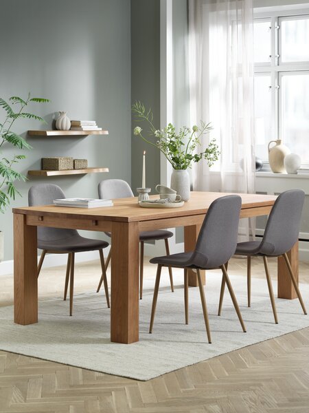 Mesa OLDE L200 roble + 4 sillas JONSTRUP gris/roble