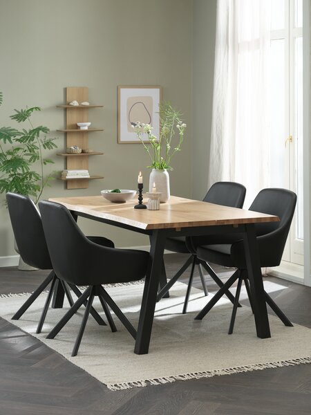 SKOVLUNDE L160 table natural oak + 4 ROSTRUP black