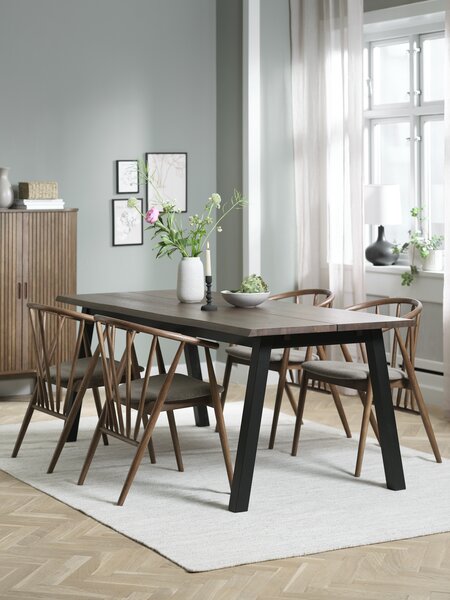 SKOVLUNDE L200 tafel donker eiken + 4 LYKSBORG donker eiken