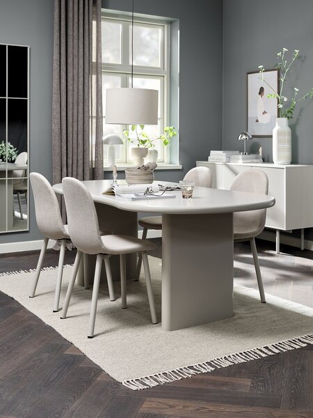 VORDINGBORG L198 tafel beige + 4 EJSTRUP stoelen beige
