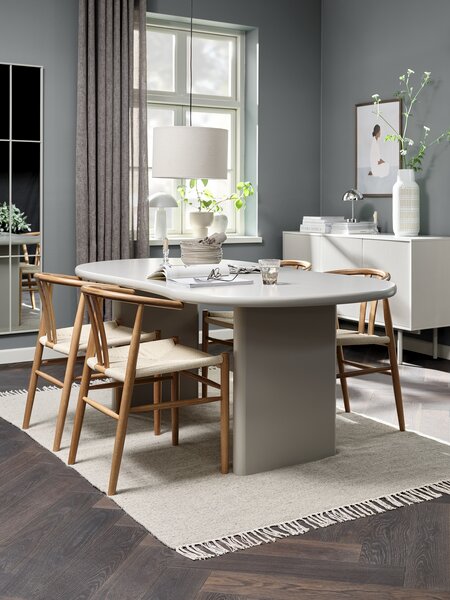 VORDINGBORG L198 bord beige + 4 GUDERUP stole eg/natur