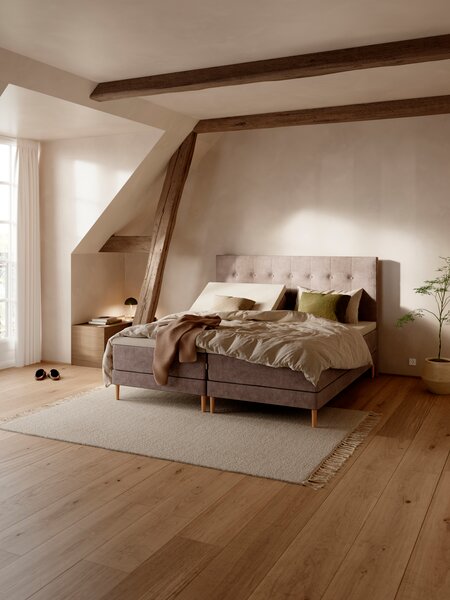 Elevationsseng 90x210cm KUPELVA + VOLA brun-92 Medium