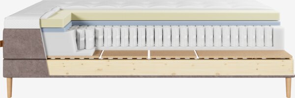 Elevationsseng 90x200cm KUPELVA + BRYA brun-92 Medium