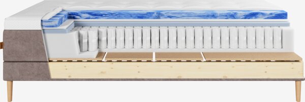 Elevationsseng 90x210cm KUPELVA + VOLA brun-92 Medium