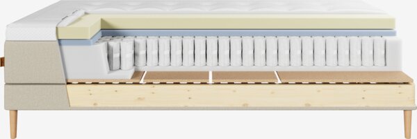 Elevationsseng 90x210cm KUPELVA + BRYA sand-91 Medium