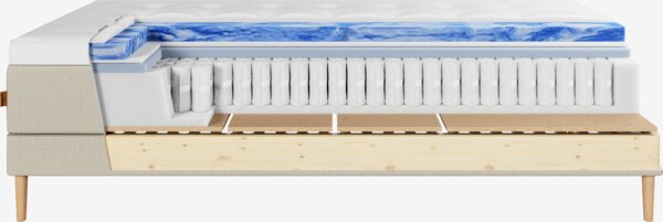 Elevationsseng 180x200cm KUPELVA + VOLA sand-91 Medium Split