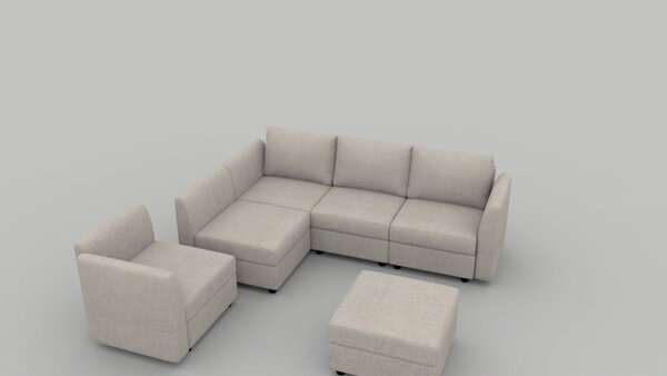 Moduł sofy OKSBY wewnętrzny ze schowkiem tkanina piaskowy