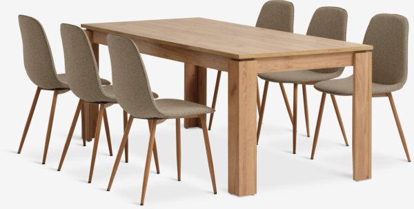 LINTRUP L190/280 table chêne + 4 BISTRUP chaises sable
