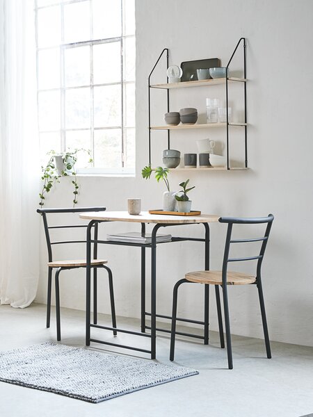 GADSTRUP L92 table + 2 GADSTRUP chaises noir/coloris chêne
