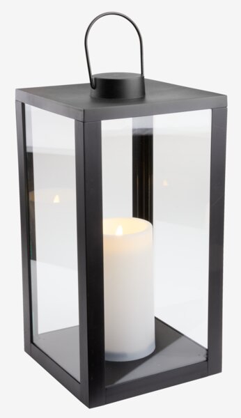 Lyhty GEFJON L20xP20xK40cm musta LED-valo ja ajastin