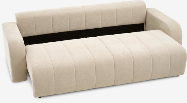 Sofa bed ORMSLEV 3 seater beige fabric