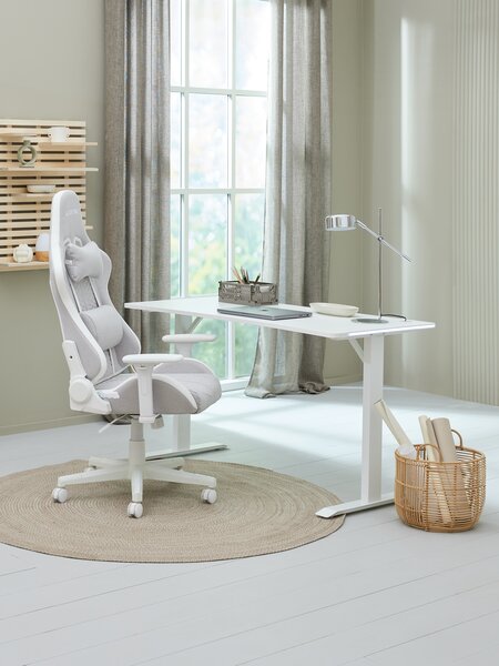 Sedia da gaming NIBE Bianco/tessuto beige