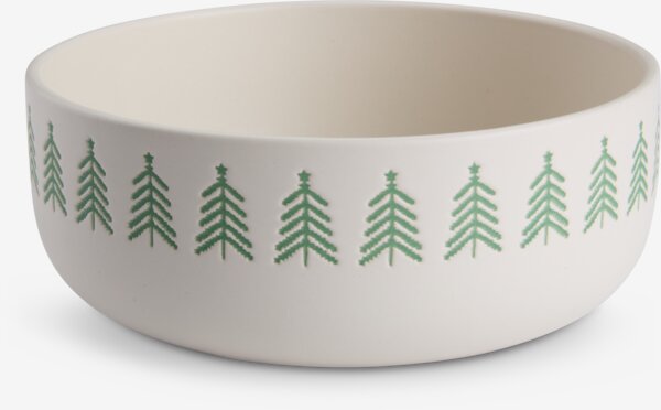 Schale FREKI Ø16xH6cm Steinzeug weiss und grün