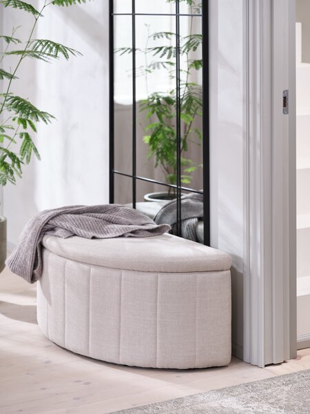 Bench KAPPEL w/storage light sand fabric