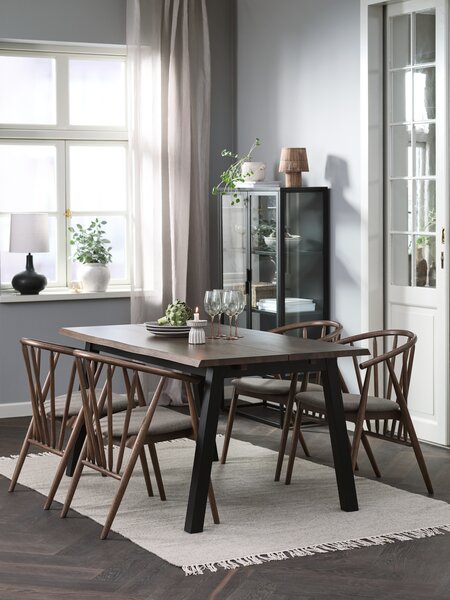 SKOVLUNDE L160 tafel donker eiken + 4 LYKSBORG donker eiken