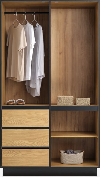 Armadio ODENSE 120x210 cm 3 ante e 3 cassetti col. rov.caldo