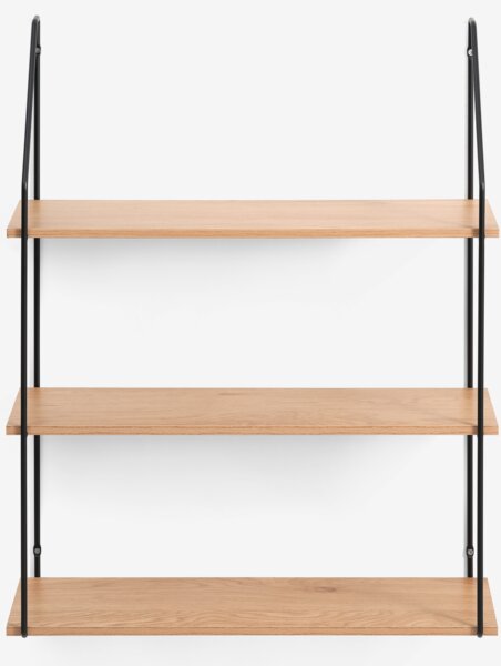 Zidna polica HEJSAGER 3 pol. crna/natur