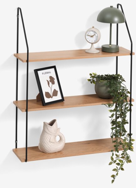 Zidna polica HEJSAGER 3 pol. crna/natur