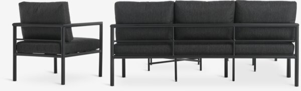 Lounge set TAERNABY 7pers. black