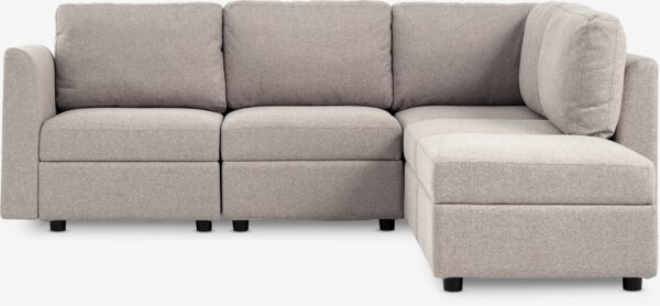 Sofá modular OKSBY 5 plazas final abierto almacenaje arena