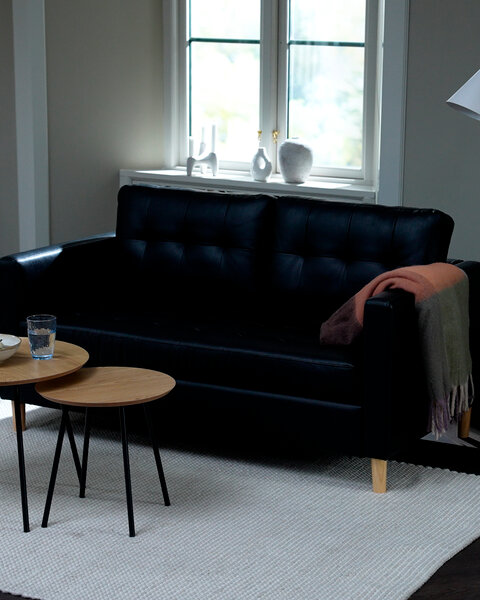 Sofa FALSLEV 2-Sitzer schwarz Kunstleder