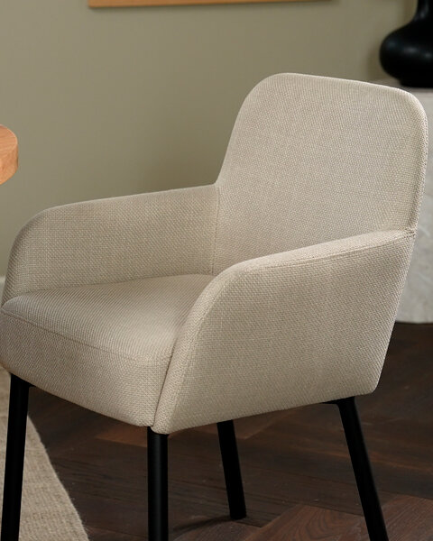 Dining chair SOTTRUP beige fabric/black