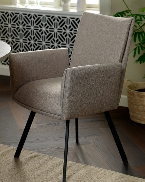 Dining chair GJESING beige fabric/black